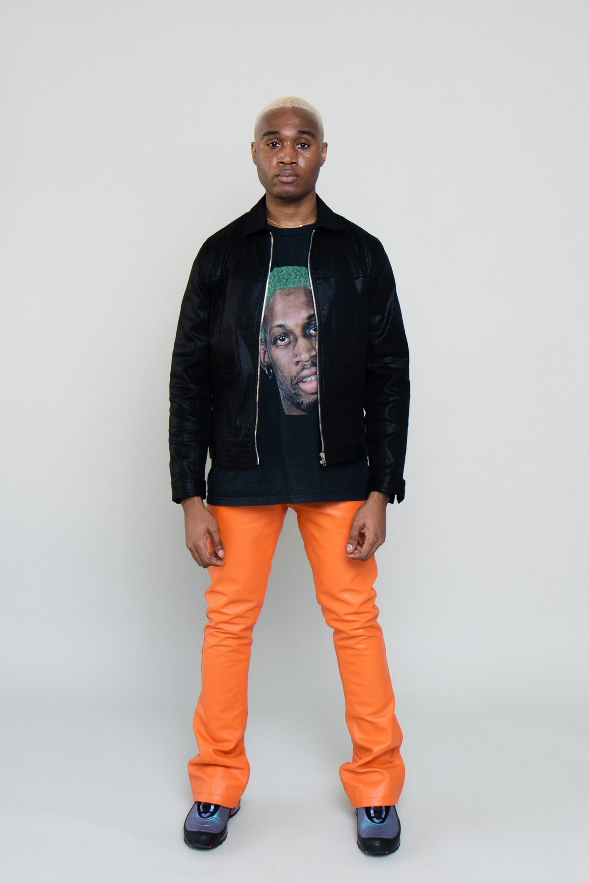 FLARED LEATHER PANTS TANGERINE ORANGE