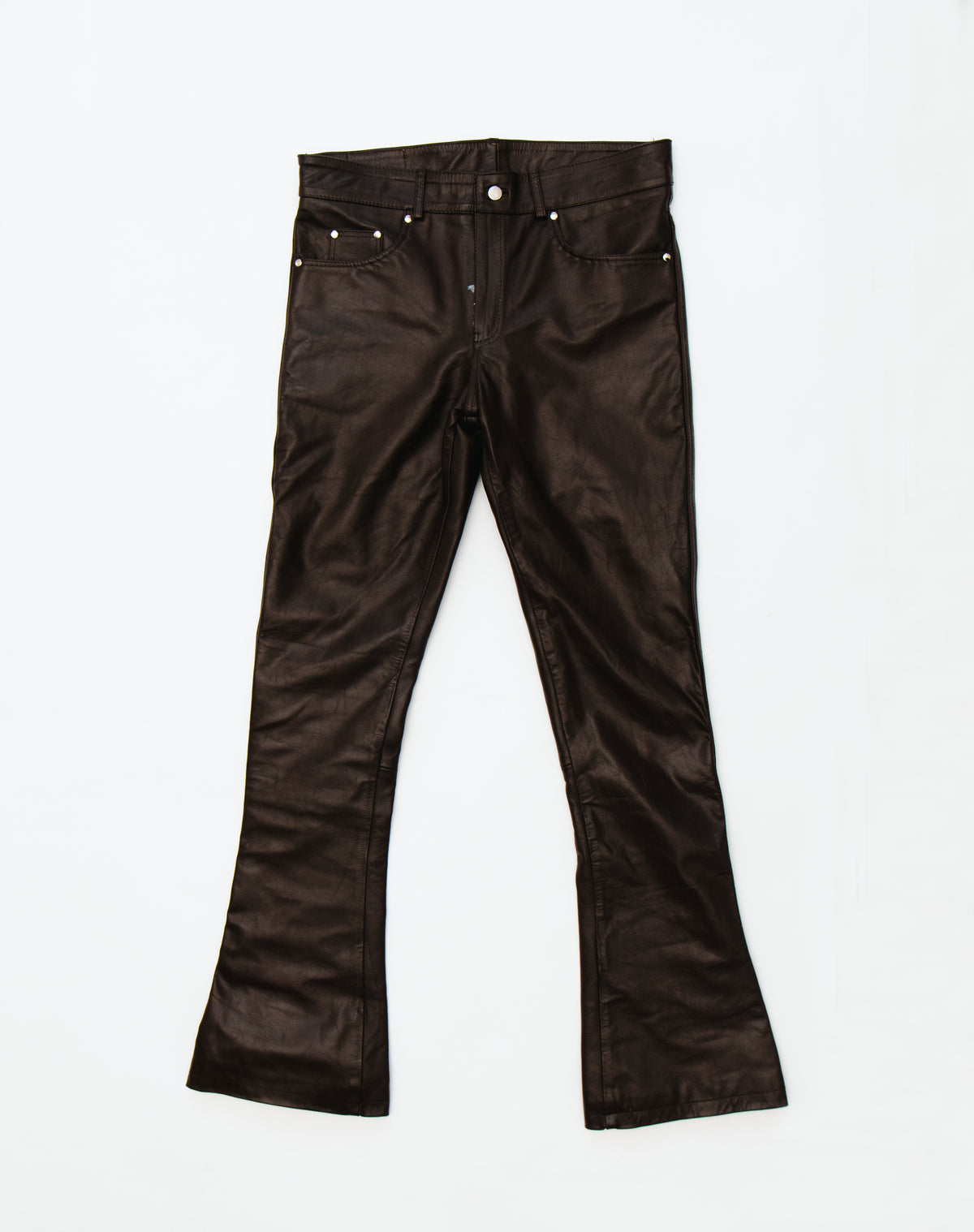 Flared Leather Pants Brown